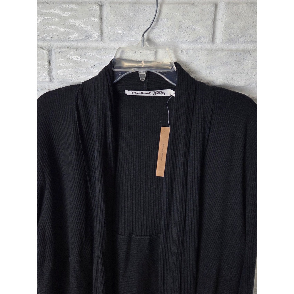 MICHAEL STARS open front cardigan Women's Medium lightweight sweater black NWT - Picture 2 of 7